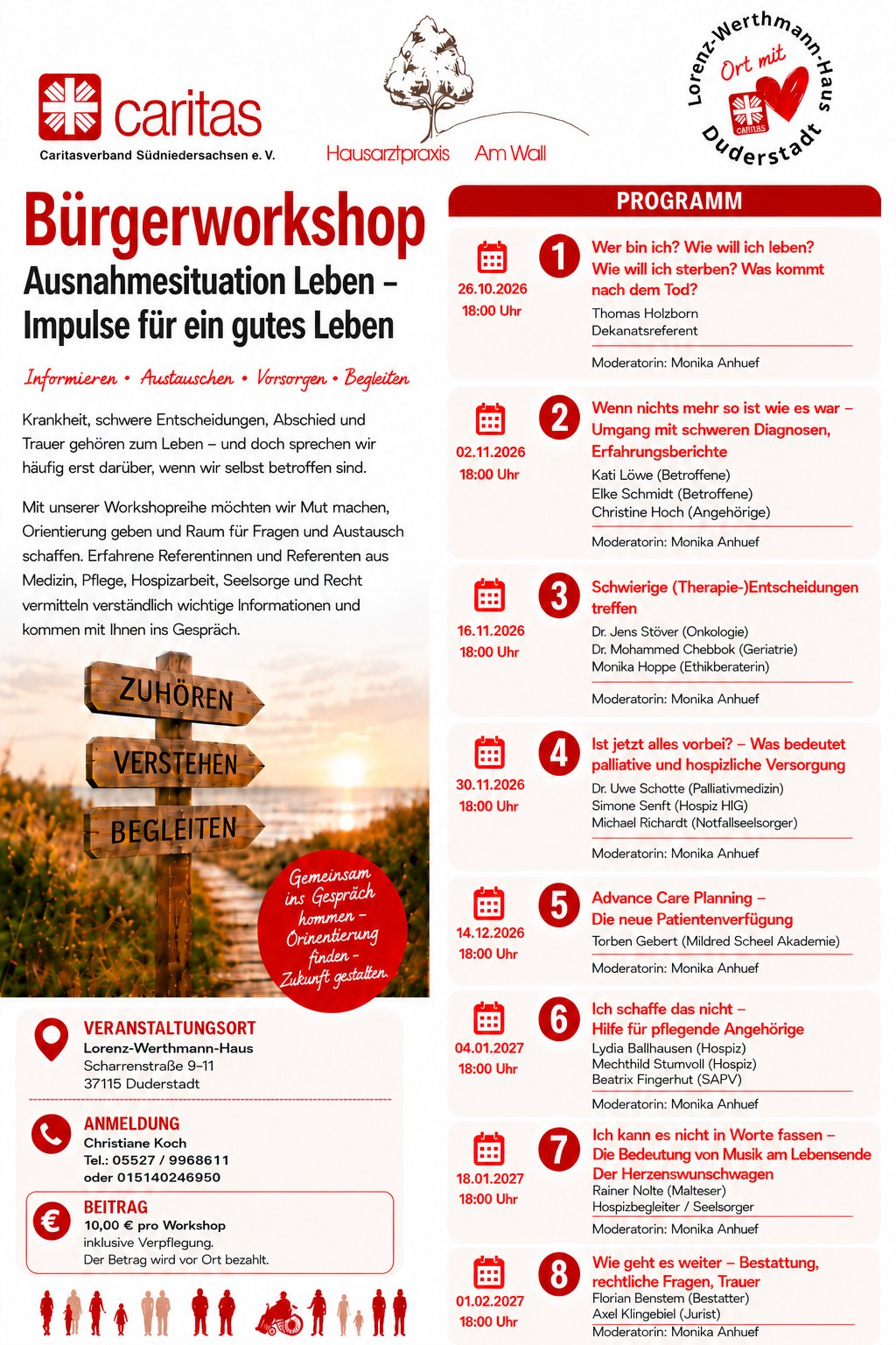 Plakat Bürgerworkshop „Ausnahmesituation Leben – Impulse für ein gutes Leben“ mit Programm der 8 Abende